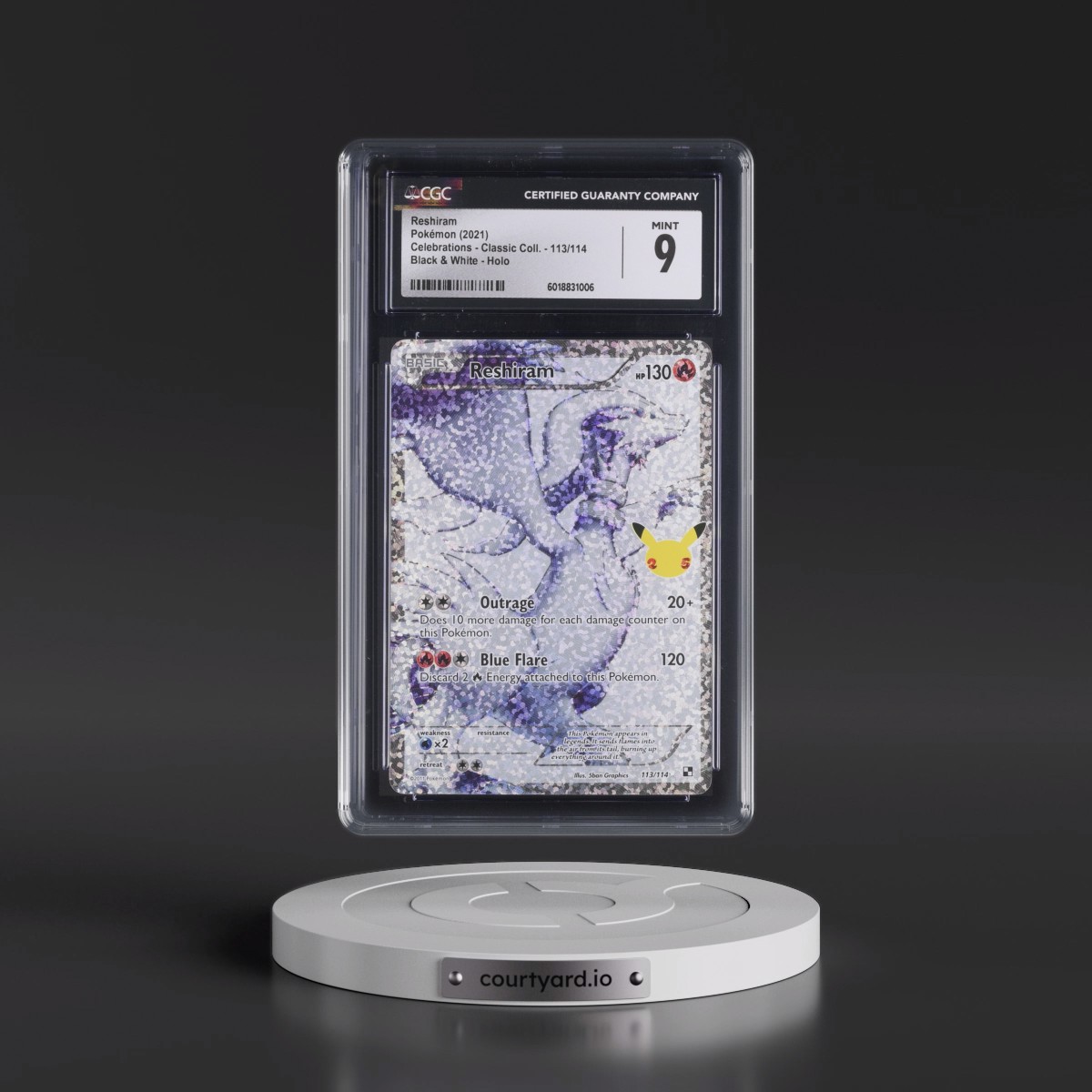 2021 Celebrations - Classic Collection #113/114 Reshiram - Black & White Holo (CGC 9 MINT)