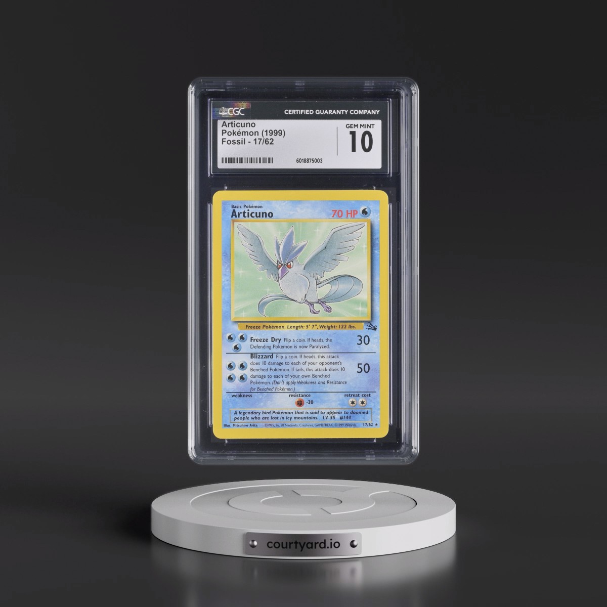 1999 Fossil #17/62 Articuno (CGC 10 GEM MINT)