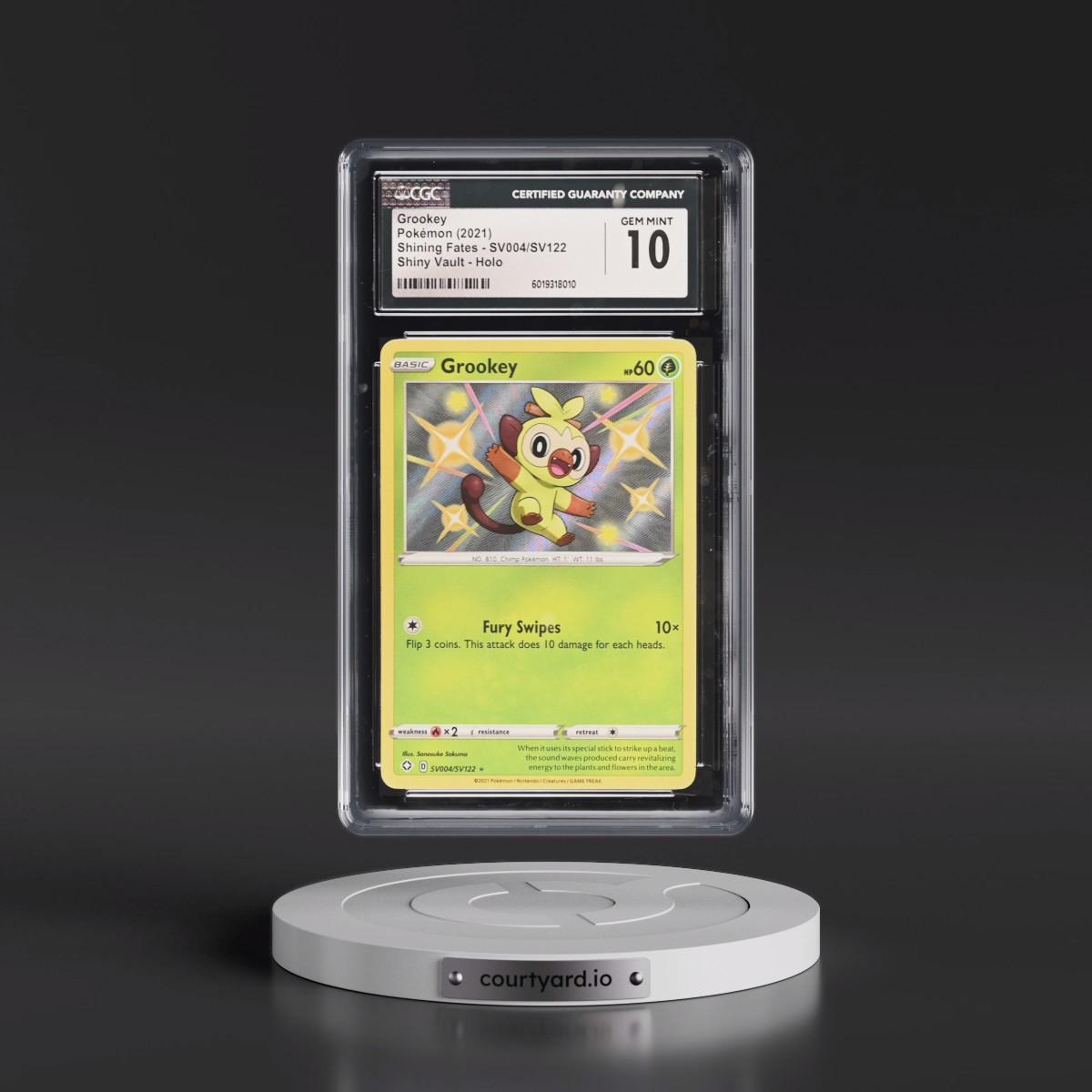 2021 Shining Fates #SV004/SV122 Grookey - Shiny Vault Holo (CGC 10 GEM MINT)