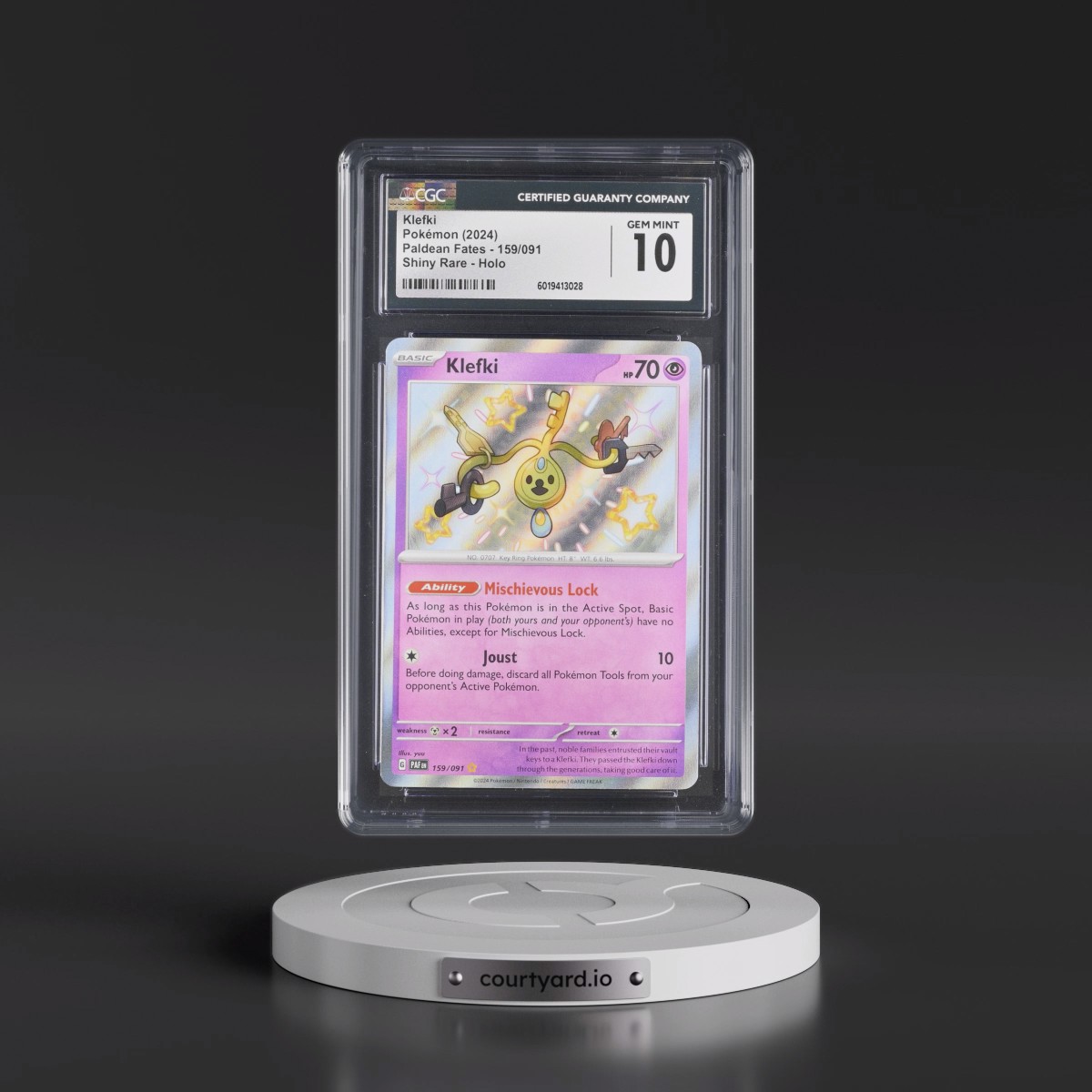2024 Paldean Fates - PAF EN #159/091 Klefki - Shiny Rare Holo (CGC 10 GEM MINT)
