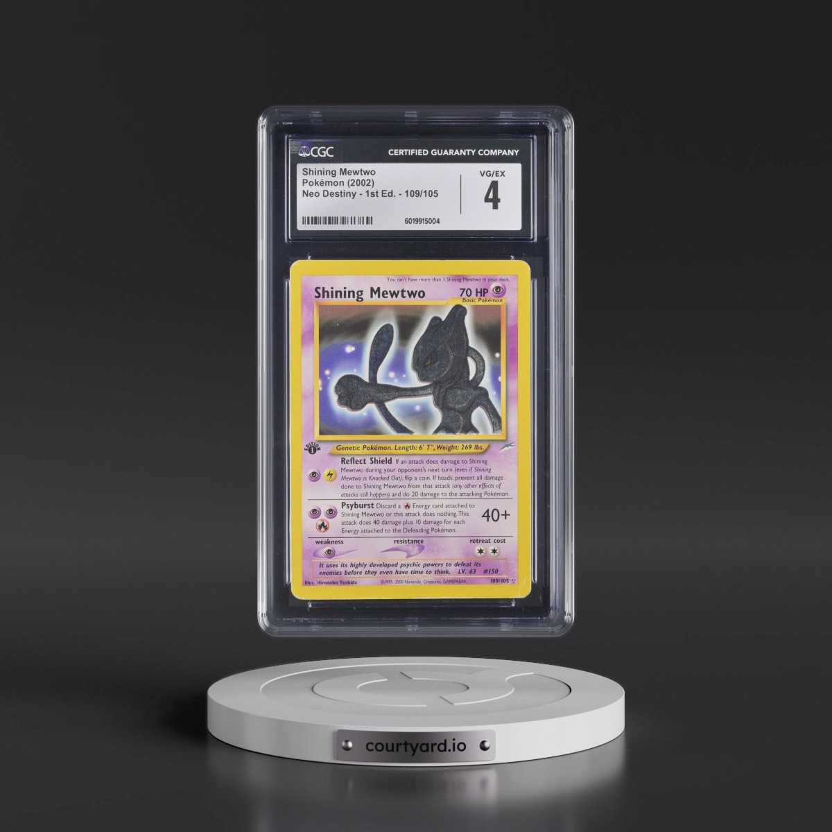 2002 Neo Destiny #109/105 Shining Mewtwo - 1st Edition Holo (CGC 4 VG-EX)