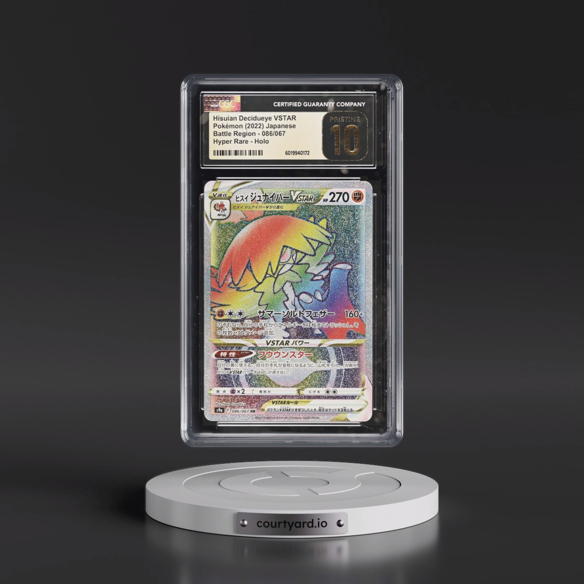 2022 Battle Region #086/067 Hisuian Decidueye VSTAR - Hyper Rare Holo (CGC 10 PRISTINE)