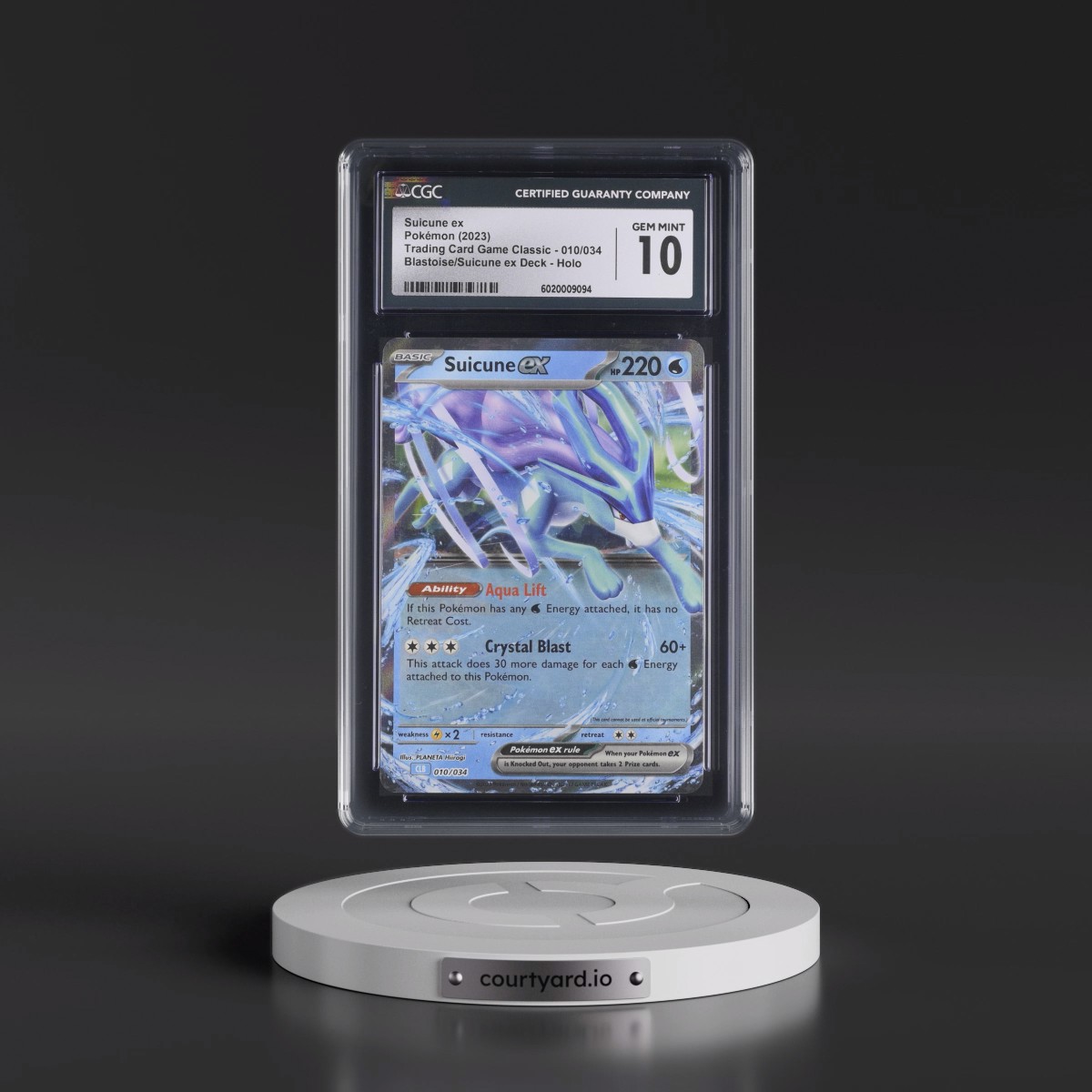2023 Trading Card Game Classic - CLV, CLC, CLB #010/034 Suicune ex - Blastoise & Suicune ex Deck - CLB Holo (CGC 10 GEM MINT)