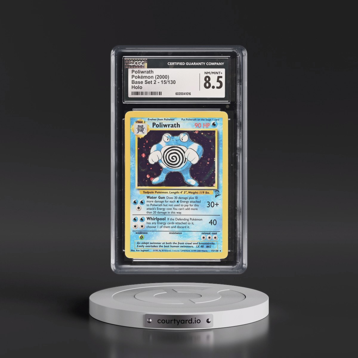 2000 Base Set 2 #15/130 Poliwrath - Holo (CGC 8.5 NM-MT+)