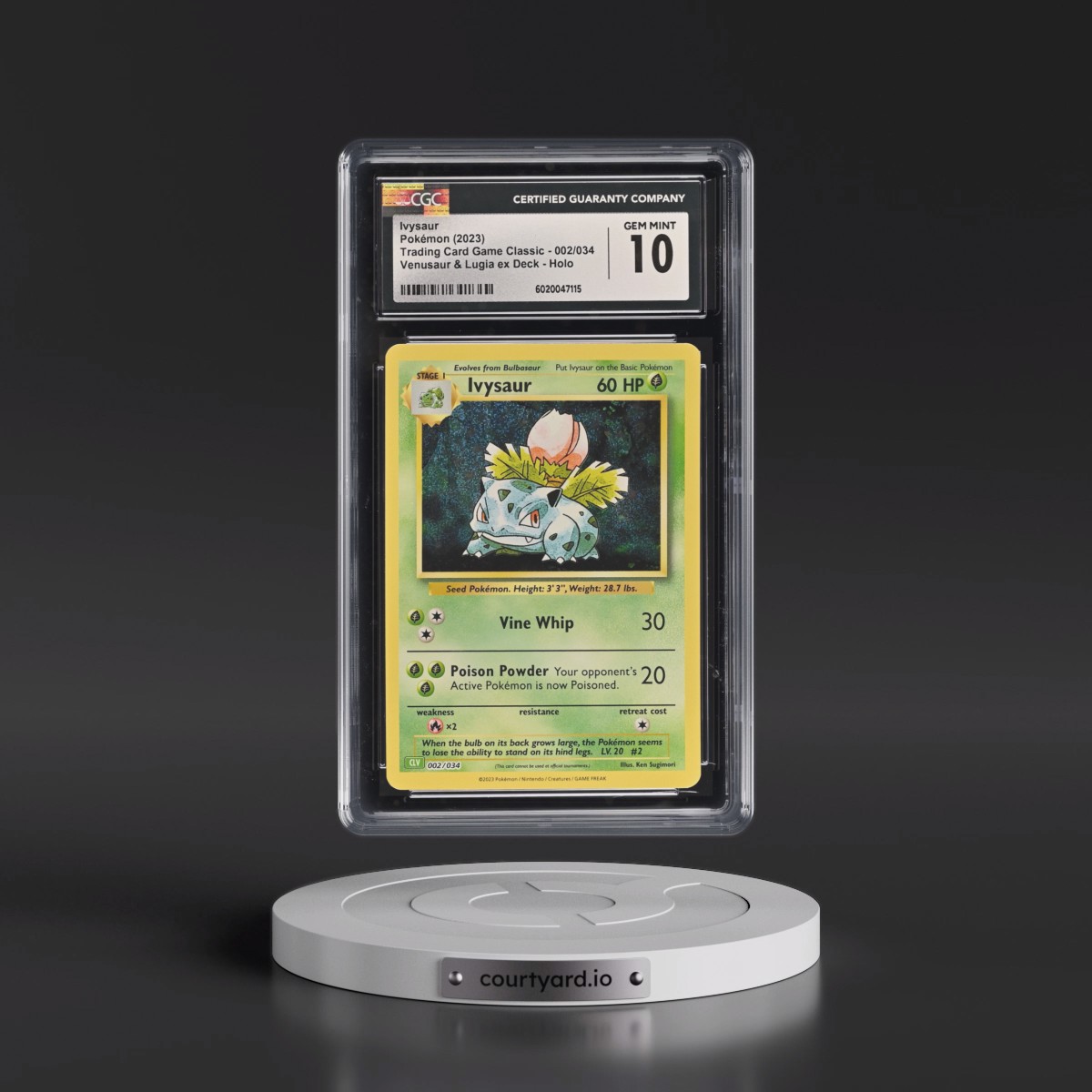 2023 Trading Card Game Classic - CLV, CLC, CLB #002/034 Ivysaur - Venusaur & Lugia ex Deck - CLV Holo (CGC 10 GEM MINT)