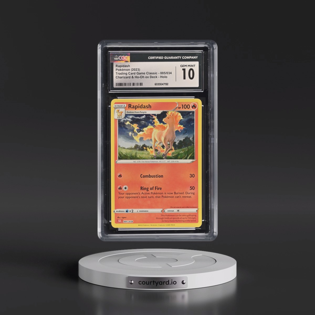 2023 Trading Card Game Classic - CLV, CLC, CLB #005/034 Rapidash - Charizard & Ho-Oh ex Deck - CLC Holo (CGC 10 GEM MINT)