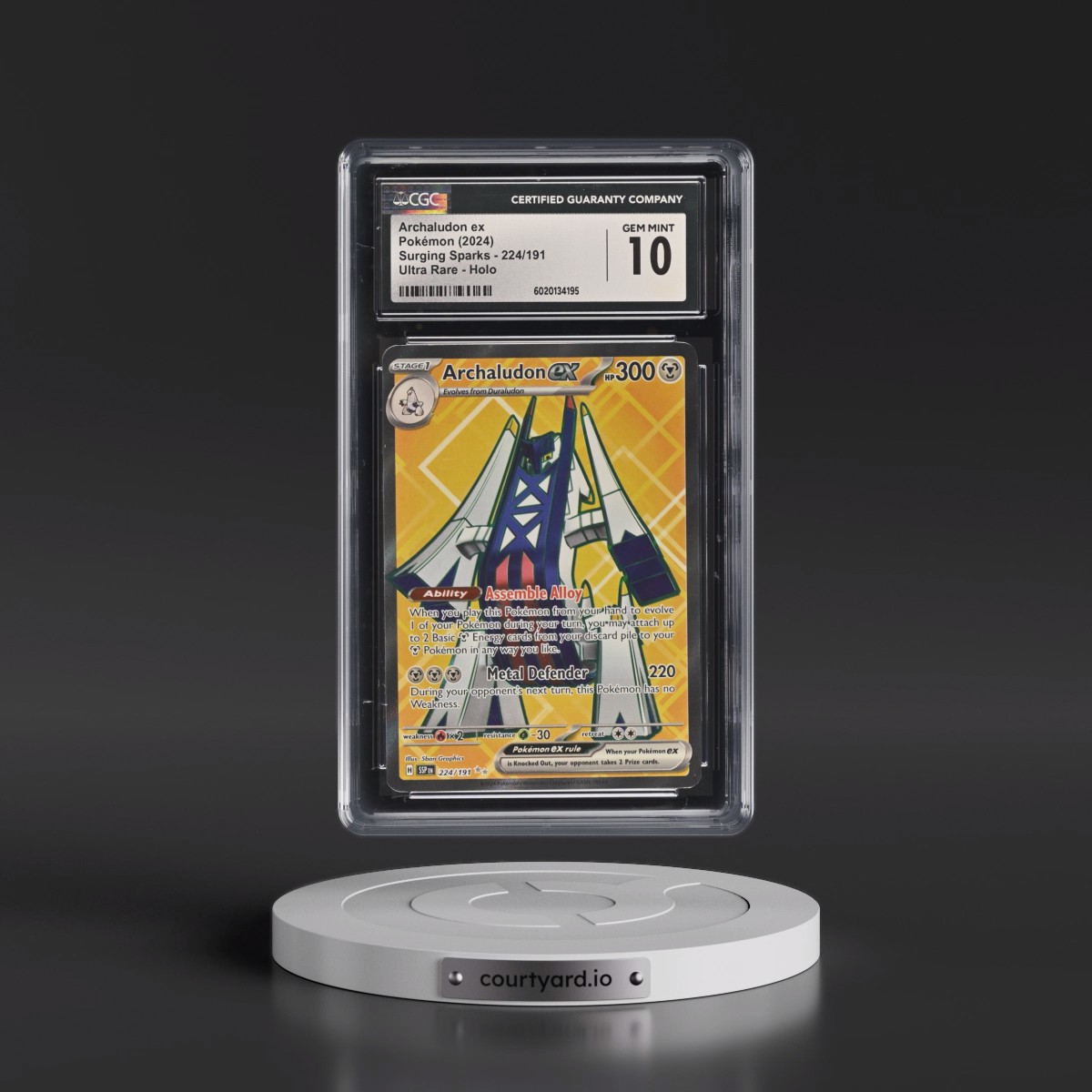 2024 Surging Sparks - SSP EN #224/191 Archaludon ex - Ultra Rare Holo (CGC 10 GEM MINT)