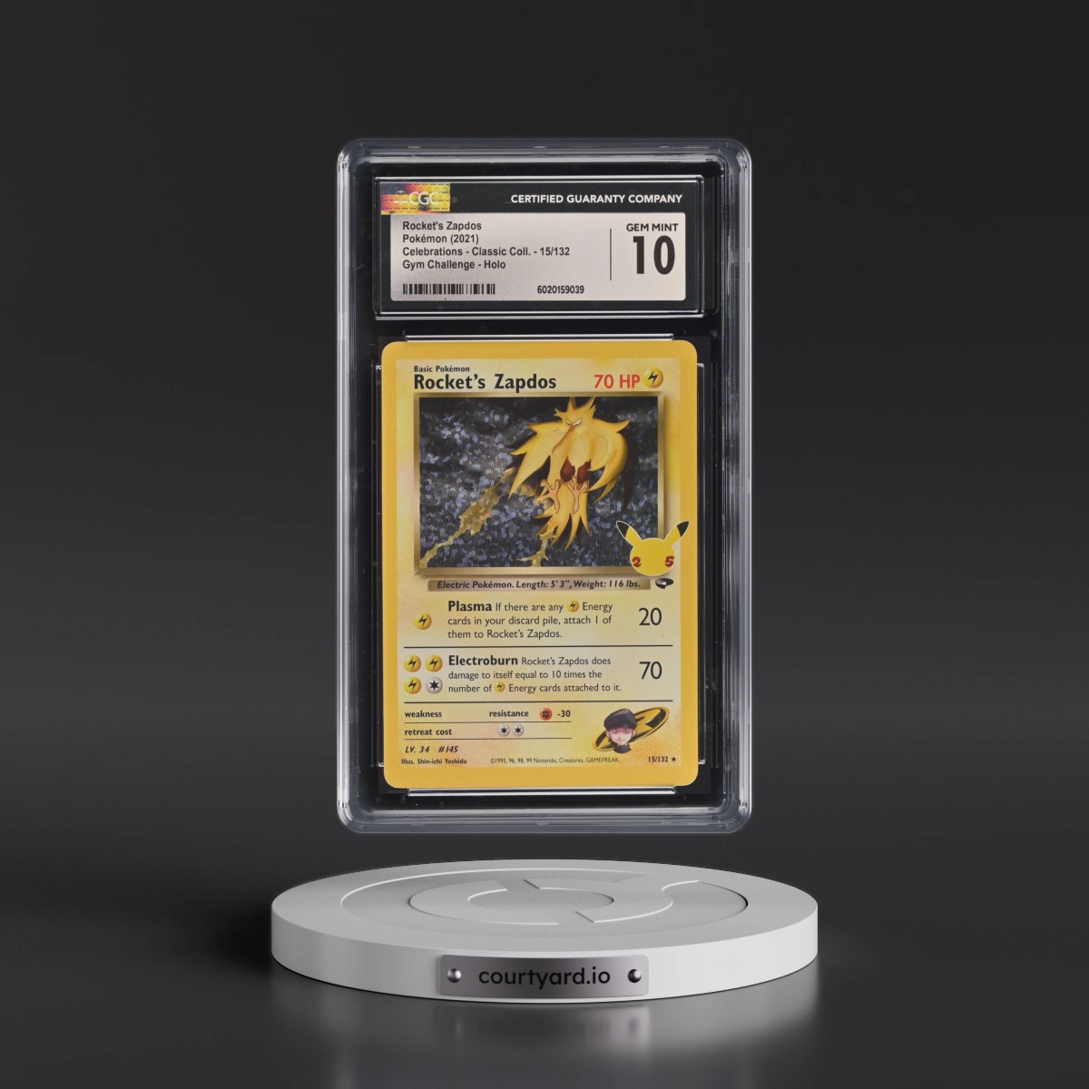 2021 Celebrations - Classic Collection #15/132 Rocket's Zapdos - Gym Challenge Holo (CGC 10 GEM MINT)