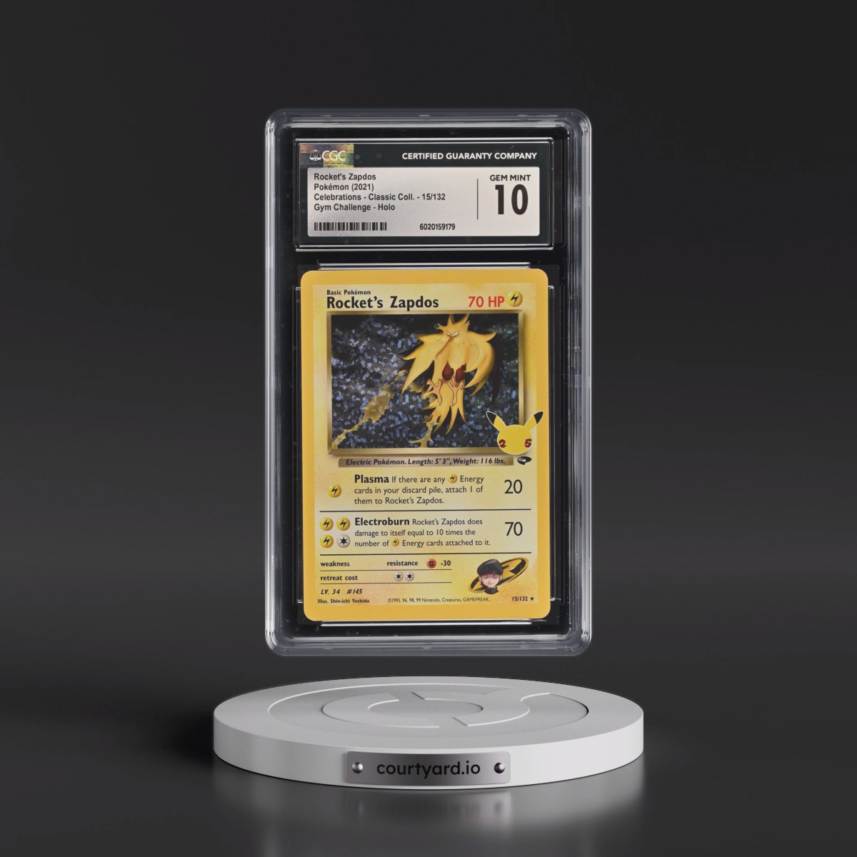 2021 Celebrations - Classic Collection #15/132 Rocket's Zapdos - Gym Challenge Holo (CGC 10 GEM MINT)