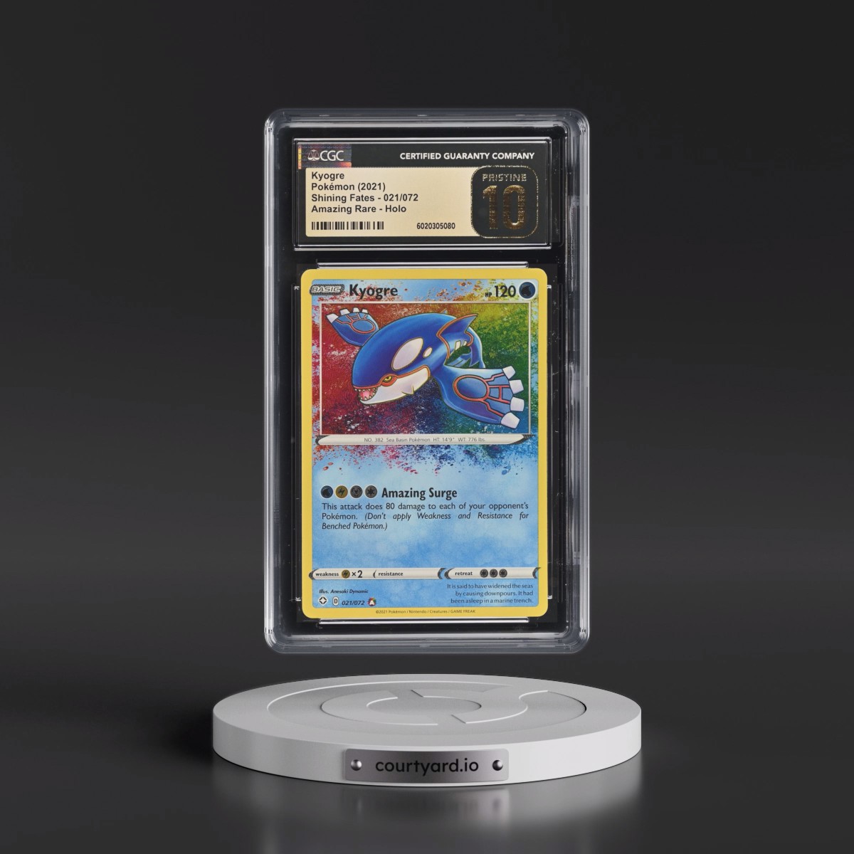 2021 Shining Fates #021/072 Kyogre - Amazing Rare Holo (CGC 10 PRISTINE)