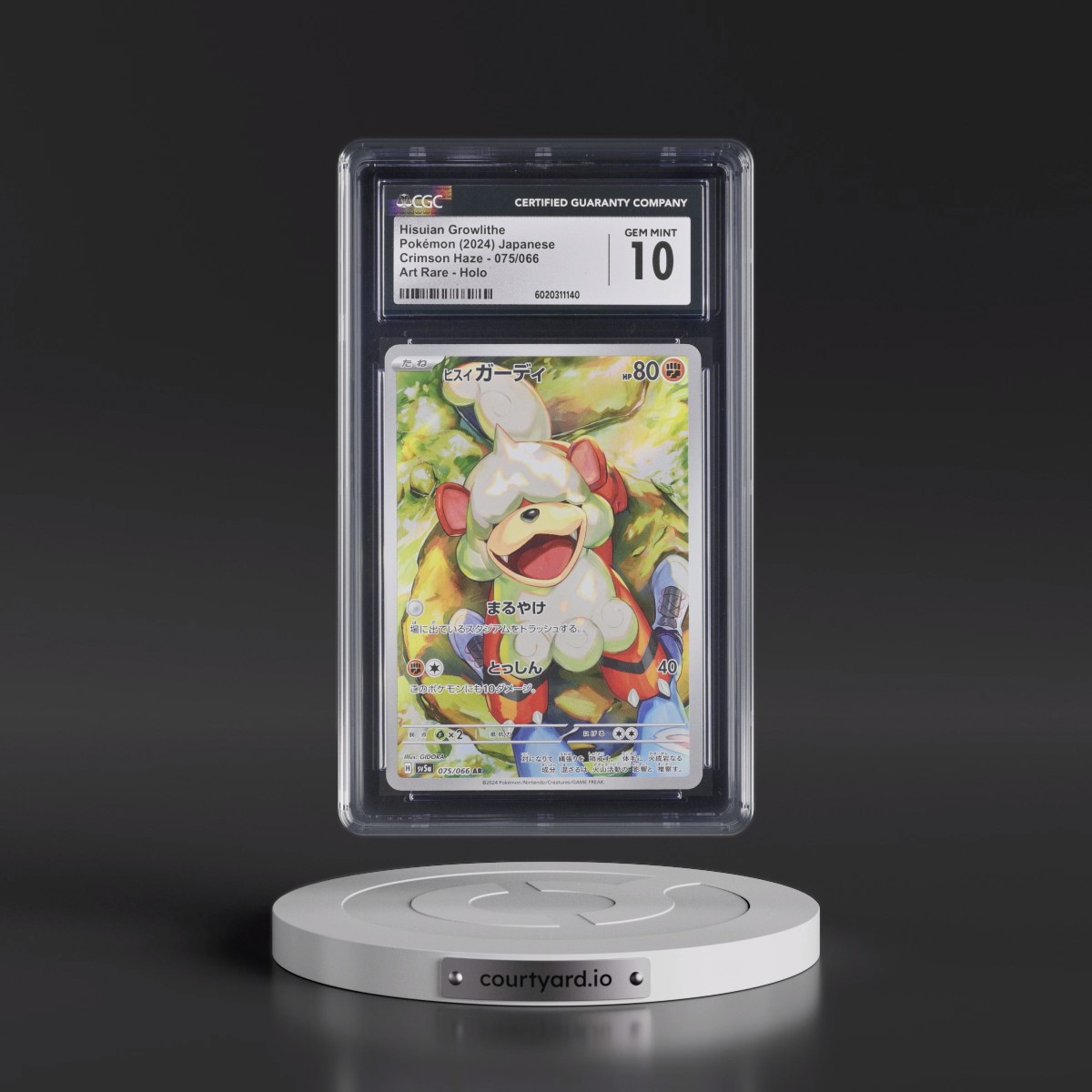 2024 Crimson Haze #075/066 Hisuian Growlithe - Art Rare Holo (CGC 10 GEM MINT)