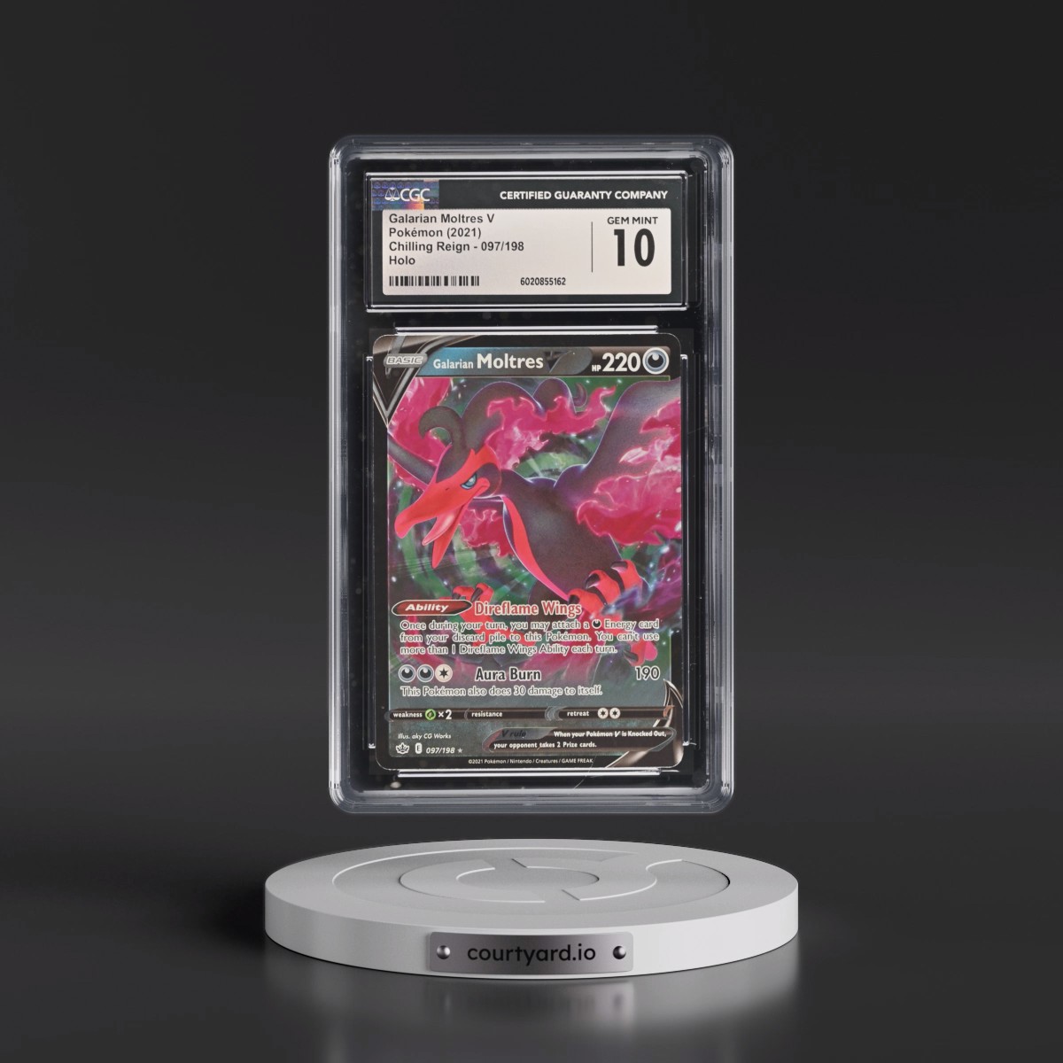2021 Chilling Reign #097/198 Galarian Moltres V - Holo (CGC 10 GEM MINT)
