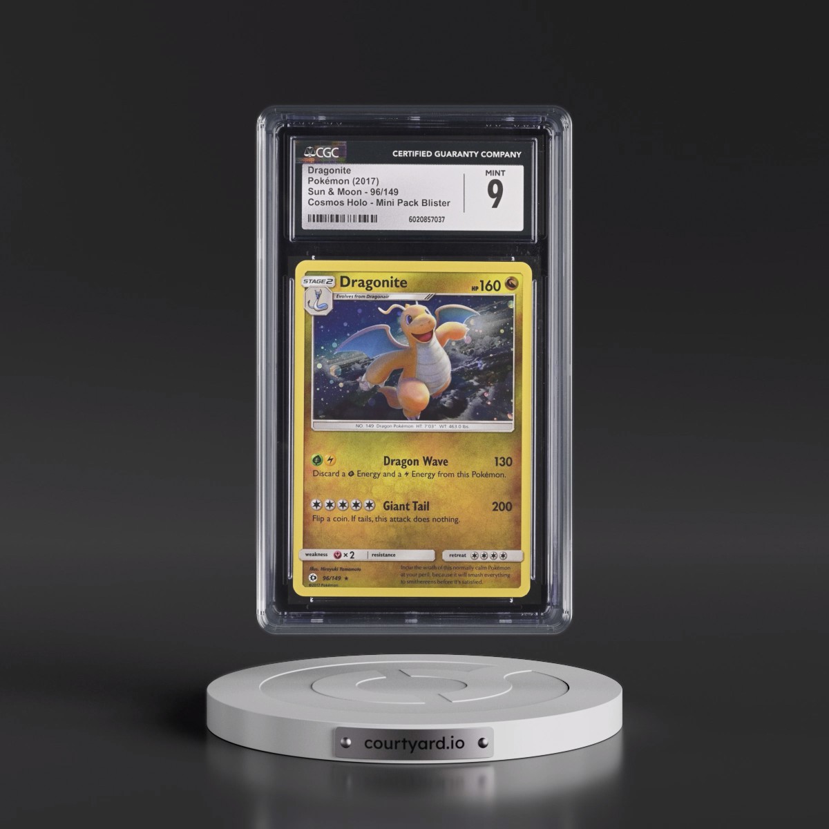 2017 Sun & Moon #96/149 Dragonite - 2 Mini-Pack Blister (Cosmos Holo) (CGC 9 MINT)