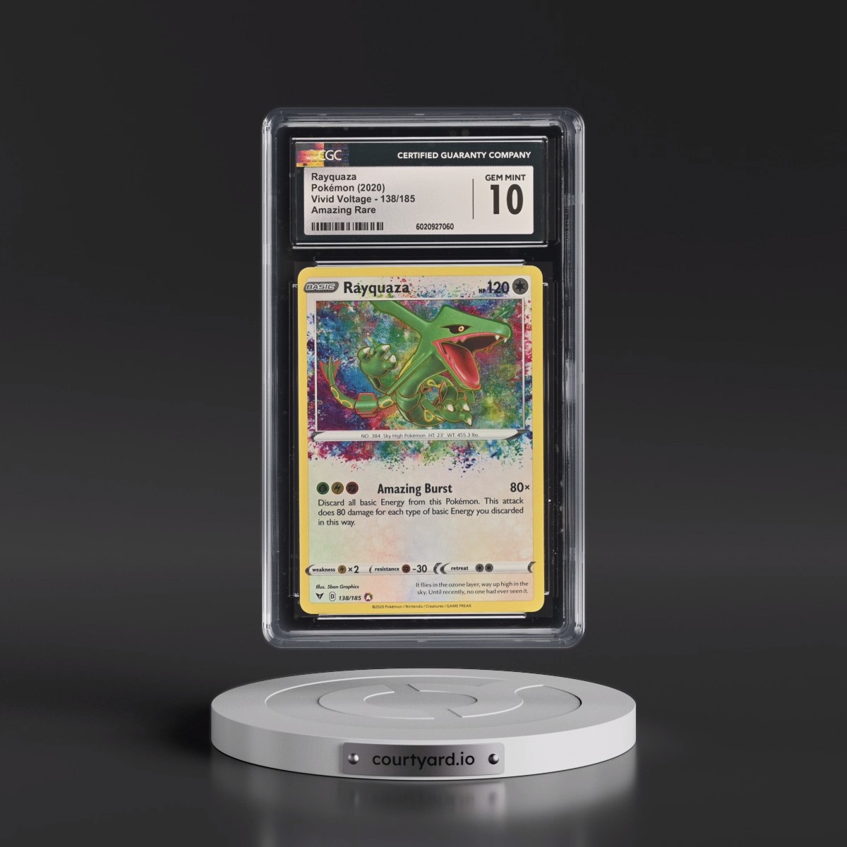 2020 Vivid Voltage #138/185 Rayquaza - Amazing Rare Holo (CGC 10 GEM MINT)