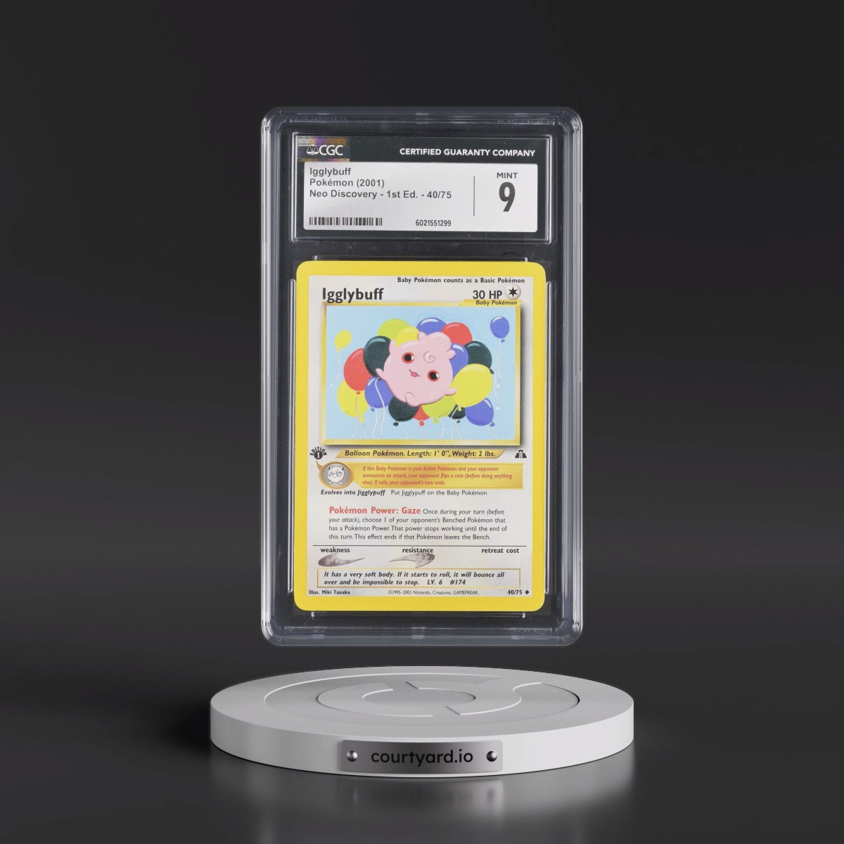 2001 Neo Discovery #40/75 Igglybuff - 1st Edition 1st Edition (CGC 9 MINT)