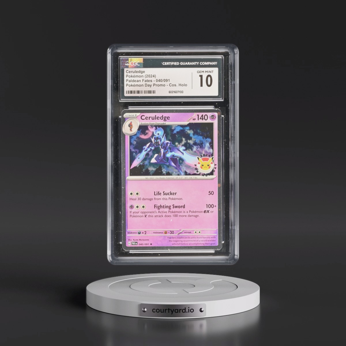 2024 Paldean Fates - PAF EN #040/091 Ceruledge - Pokémon Day Promo (Cosmos Holo) (CGC 10 GEM MINT)