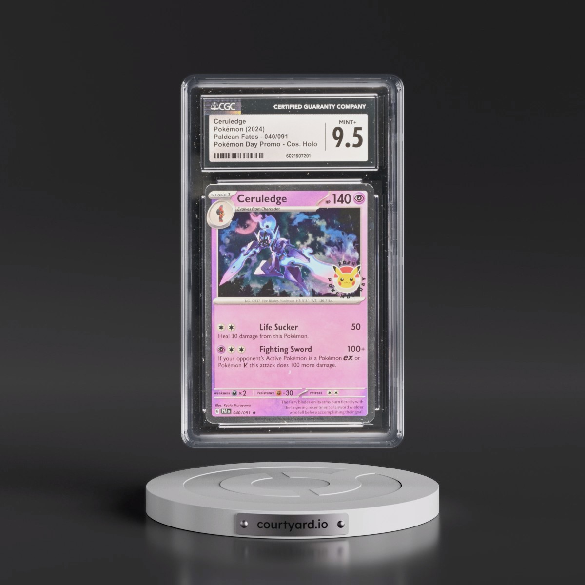 2024 Paldean Fates - PAF EN #040/091 Ceruledge - Pokémon Day Promo (Cosmos Holo) (CGC 9.5 MINT+)