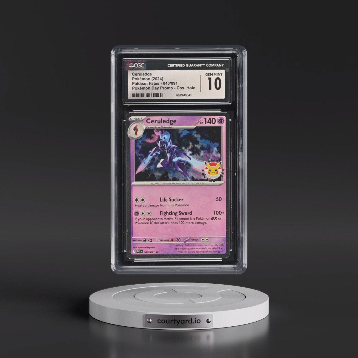 2024 Paldean Fates - PAF EN #040/091 Ceruledge - Pokémon Day Promo (Cosmos Holo) (CGC 10 GEM MINT)