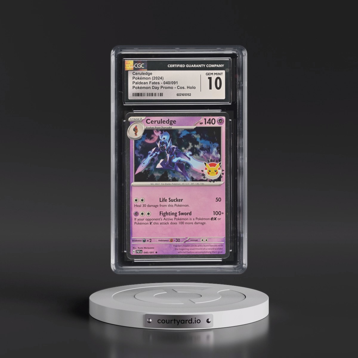 2024 Paldean Fates - PAF EN #040/091 Ceruledge - Pokémon Day Promo (Cosmos Holo) (CGC 10 GEM MINT)