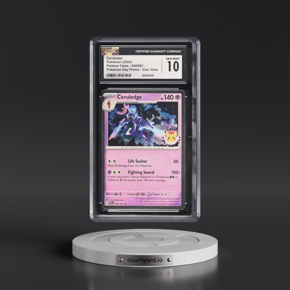 2024 Paldean Fates - PAF EN #040/091 Ceruledge - Pokémon Day Promo (Cosmos Holo) (CGC 10 GEM MINT)