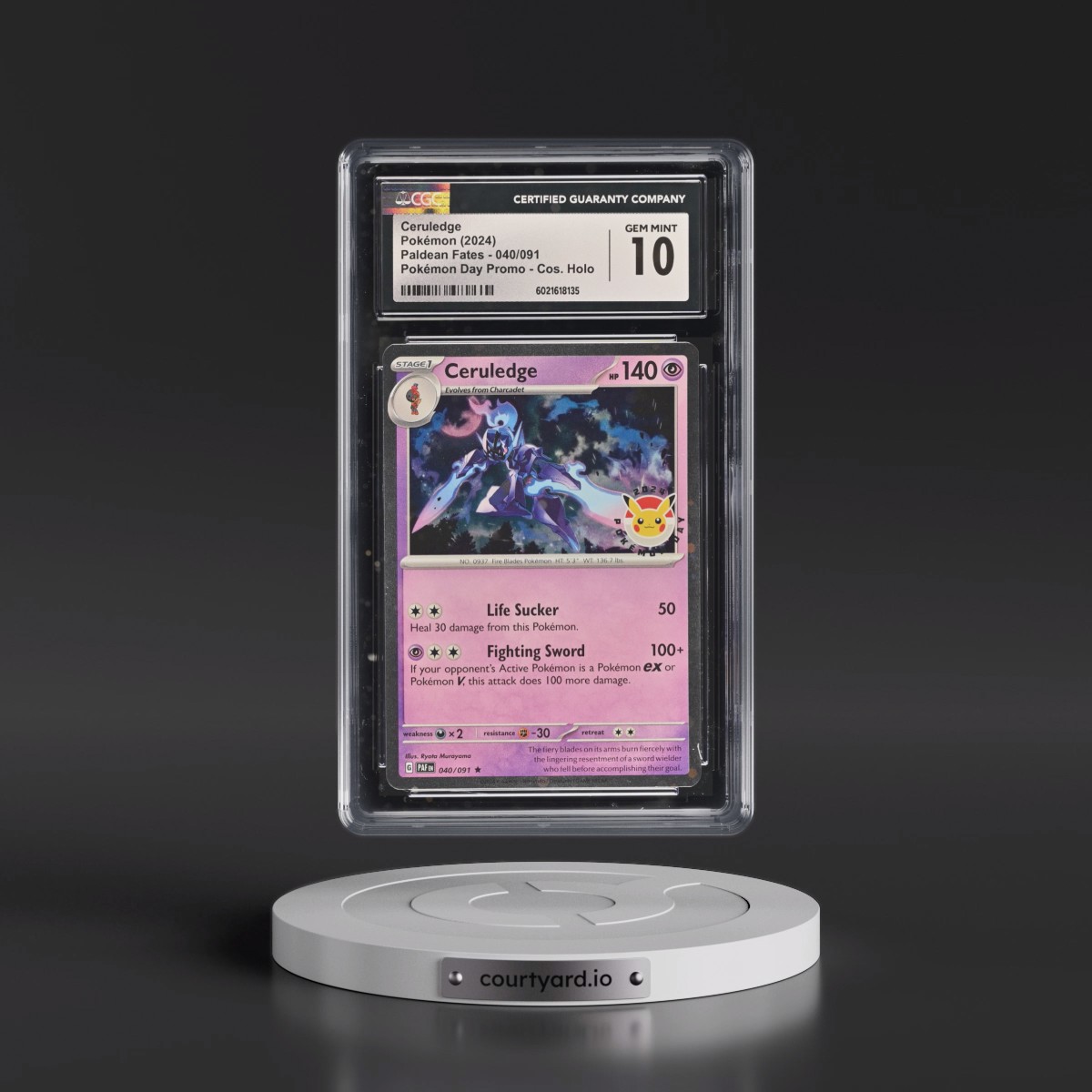 2024 Paldean Fates - PAF EN #040/091 Ceruledge - Pokémon Day Promo (Cosmos Holo) (CGC 10 GEM MINT)