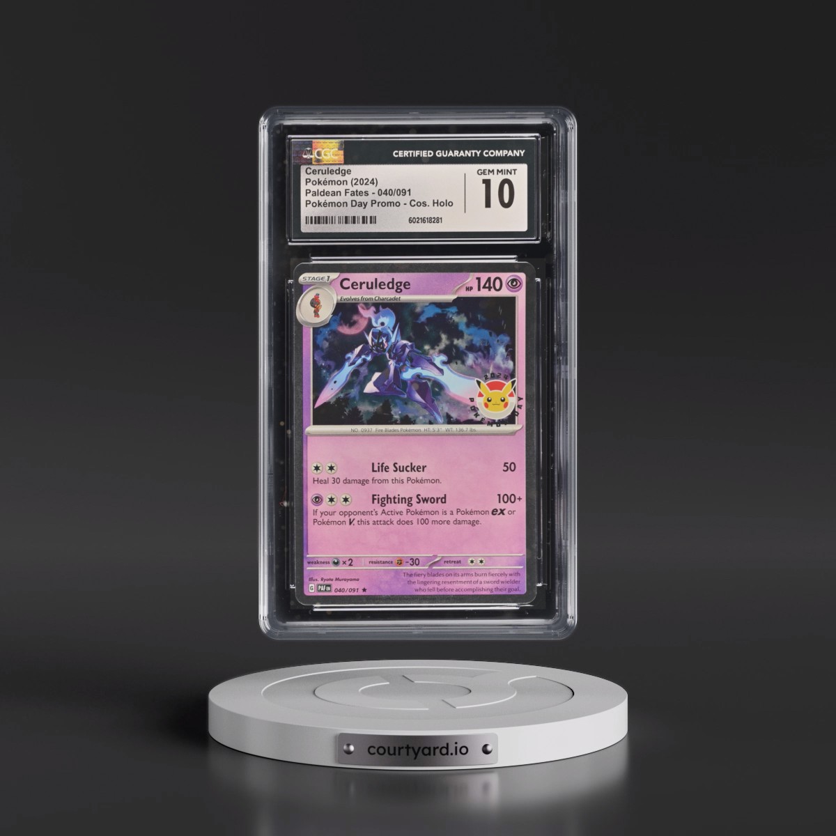 2024 Paldean Fates - PAF EN #040/091 Ceruledge - Pokémon Day Promo (Cosmos Holo) (CGC 10 GEM MINT)