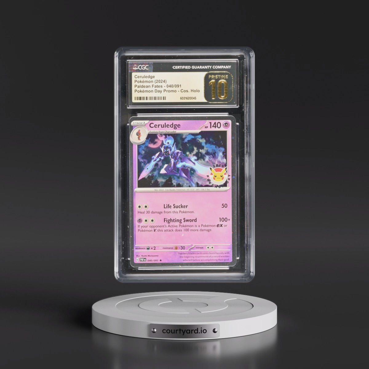 2024 Paldean Fates - PAF EN #040/091 Ceruledge - Pokémon Day Promo (Cosmos Holo) (CGC 10 PRISTINE)