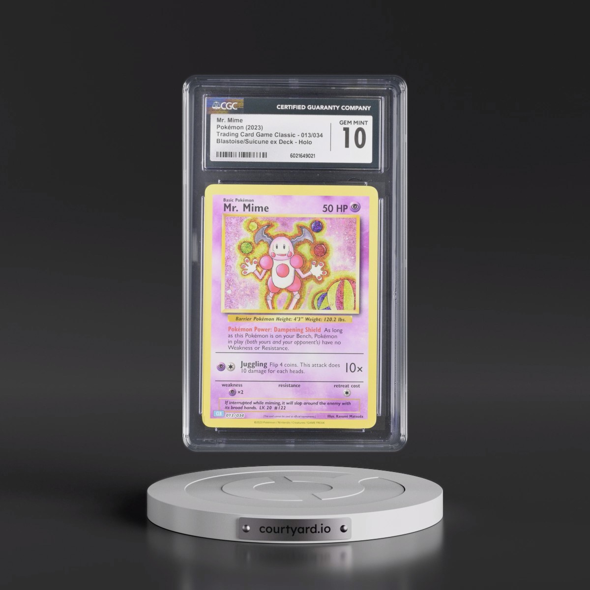 2023 Trading Card Game Classic - CLV, CLC, CLB #013/034 Mr. Mime - Blastoise & Suicune ex Deck - CLB Holo (CGC 10 GEM MINT)