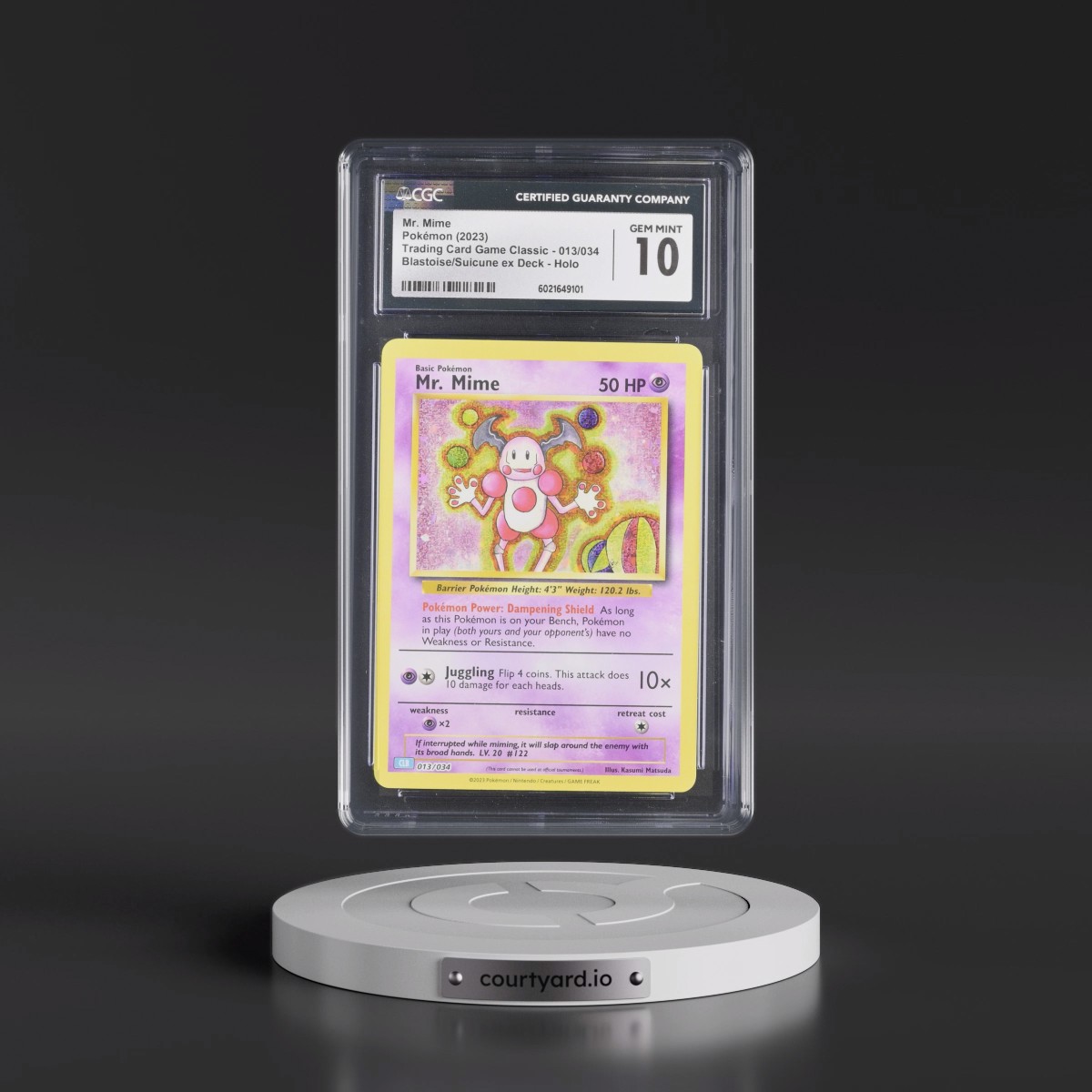 2023 Trading Card Game Classic - CLV, CLC, CLB #013/034 Mr. Mime - Blastoise & Suicune ex Deck - CLB Holo (CGC 10 GEM MINT)