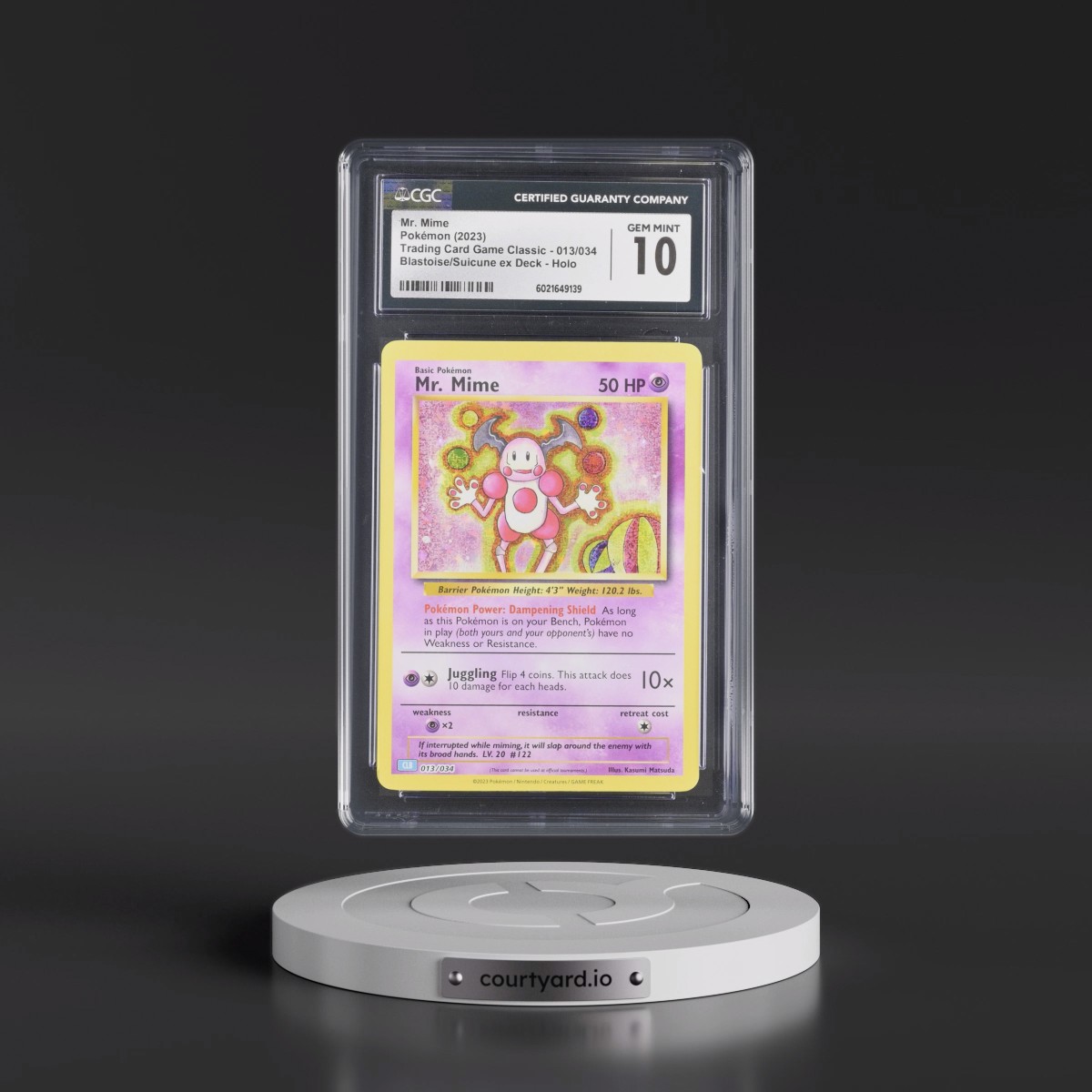 2023 Trading Card Game Classic - CLV, CLC, CLB #013/034 Mr. Mime - Blastoise & Suicune ex Deck - CLB Holo (CGC 10 GEM MINT)