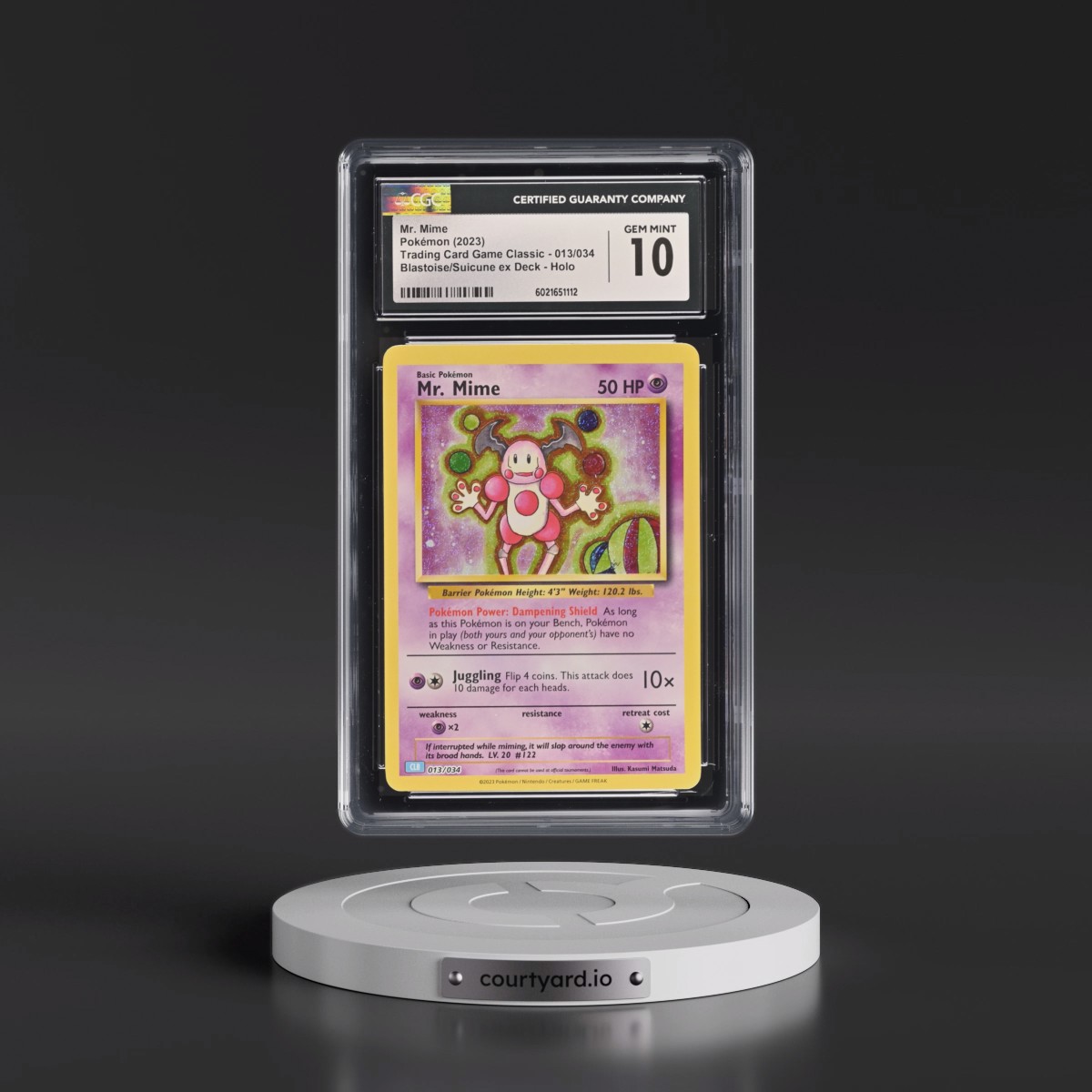 2023 Trading Card Game Classic - CLV, CLC, CLB #013/034 Mr. Mime - Blastoise & Suicune ex Deck - CLB Holo (CGC 10 GEM MINT)