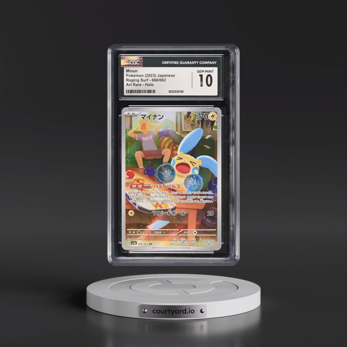 2023 Pokémon Sv3a-Raging Surf #066 Minun - Art Rare (CGC 10 GEM MINT)