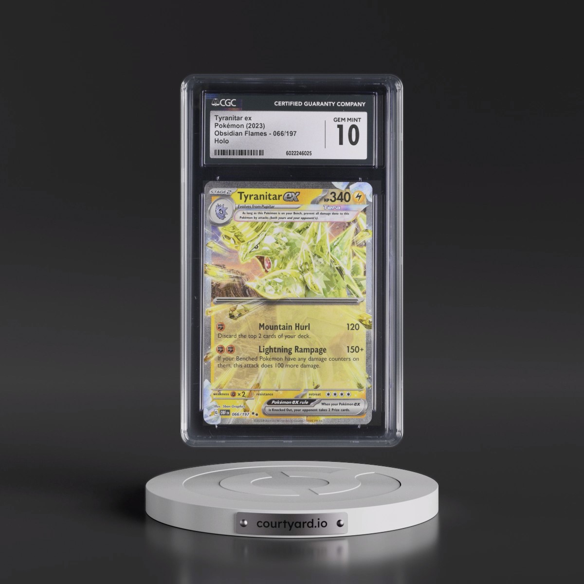 2023 Obsidian Flames - OBF EN #066/197 Tyranitar ex - Holo (CGC 10 GEM MINT)