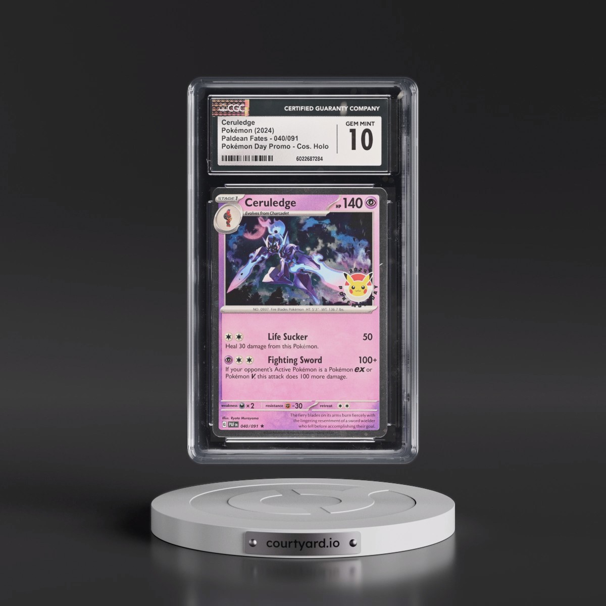 2024 Paldean Fates - PAF EN #040/091 Ceruledge - Pokémon Day Promo (Cosmos Holo) (CGC 10 GEM MINT)