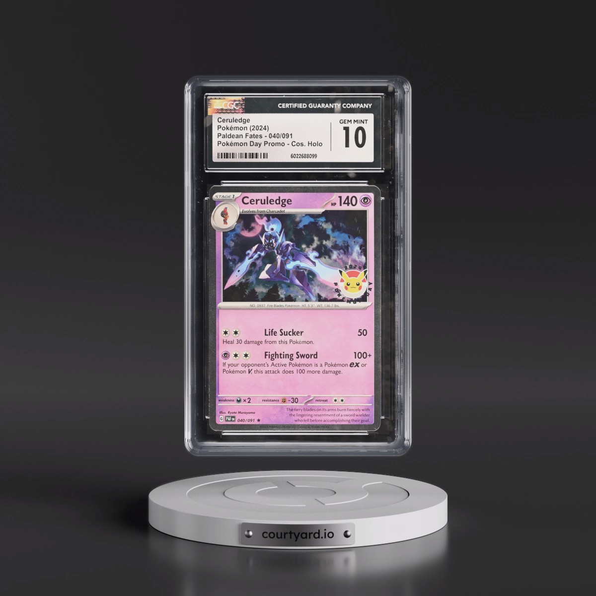 2024 Paldean Fates - PAF EN #040/091 Ceruledge - Pokémon Day Promo (Cosmos Holo) (CGC 10 GEM MINT)