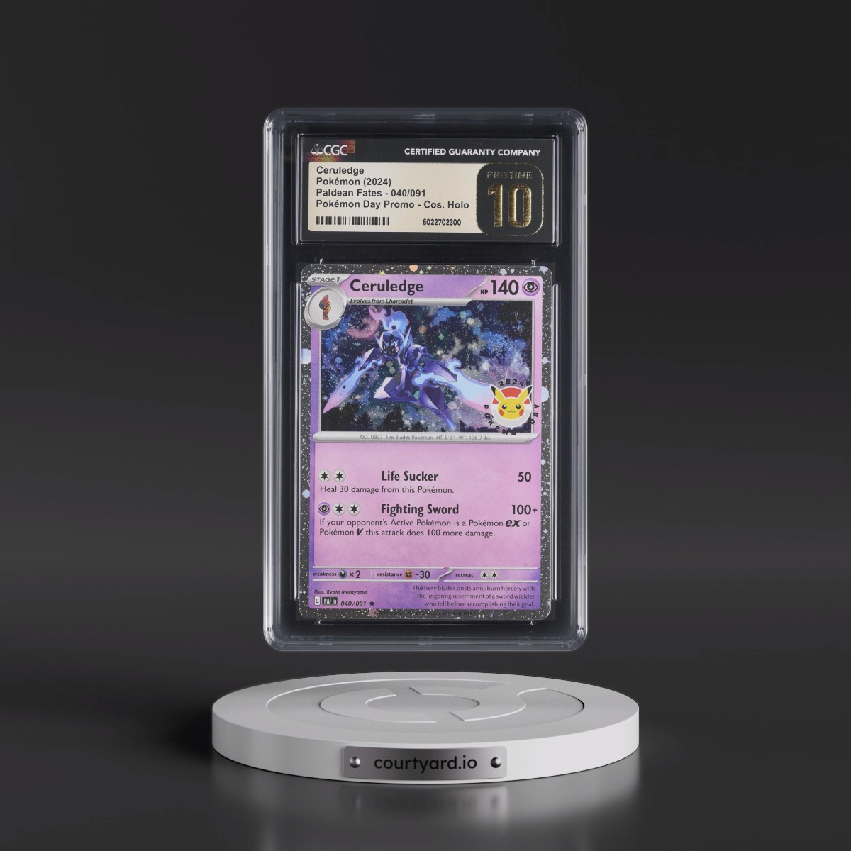 2024 Paldean Fates - PAF EN #040/091 Ceruledge - Pokémon Day Promo (Cosmos Holo) (CGC 10 PRISTINE)