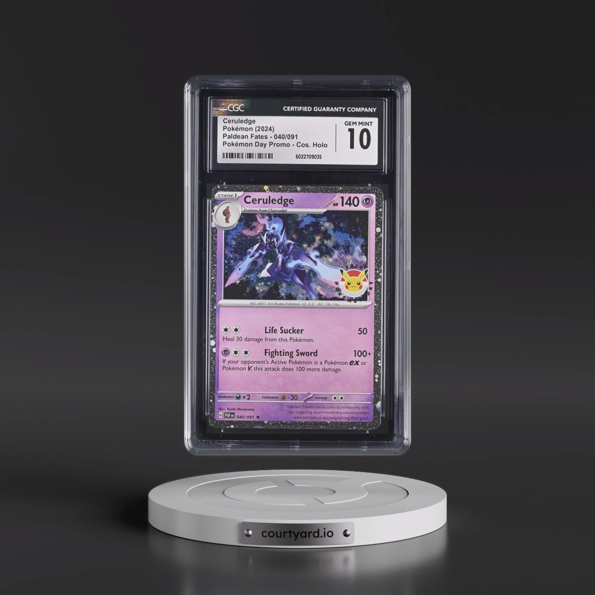2024 Paldean Fates - PAF EN #040/091 Ceruledge - Pokémon Day Promo (Cosmos Holo) (CGC 10 GEM MINT)