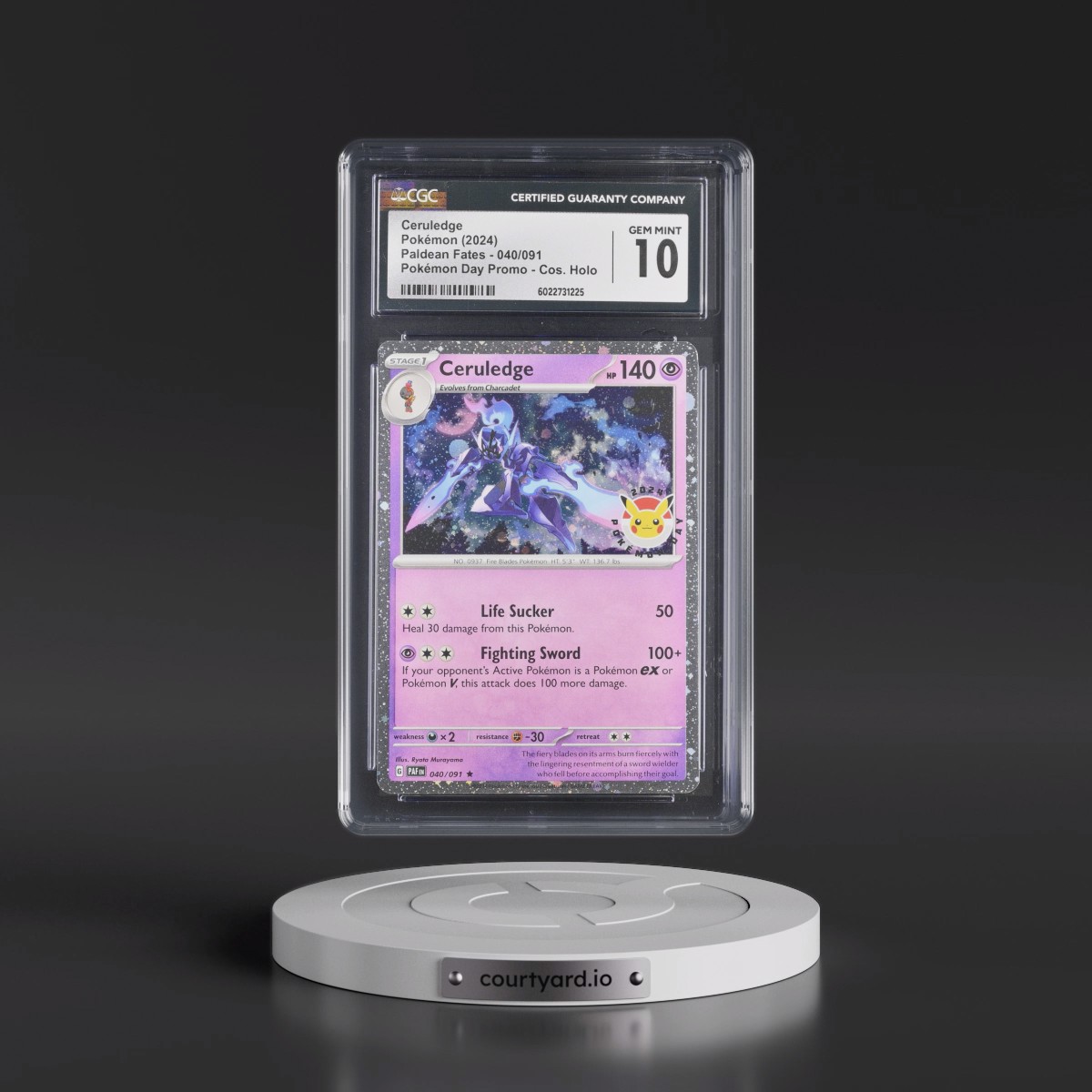 2024 Paldean Fates - PAF EN #040/091 Ceruledge - Pokémon Day Promo (Cosmos Holo) (CGC 10 GEM MINT)