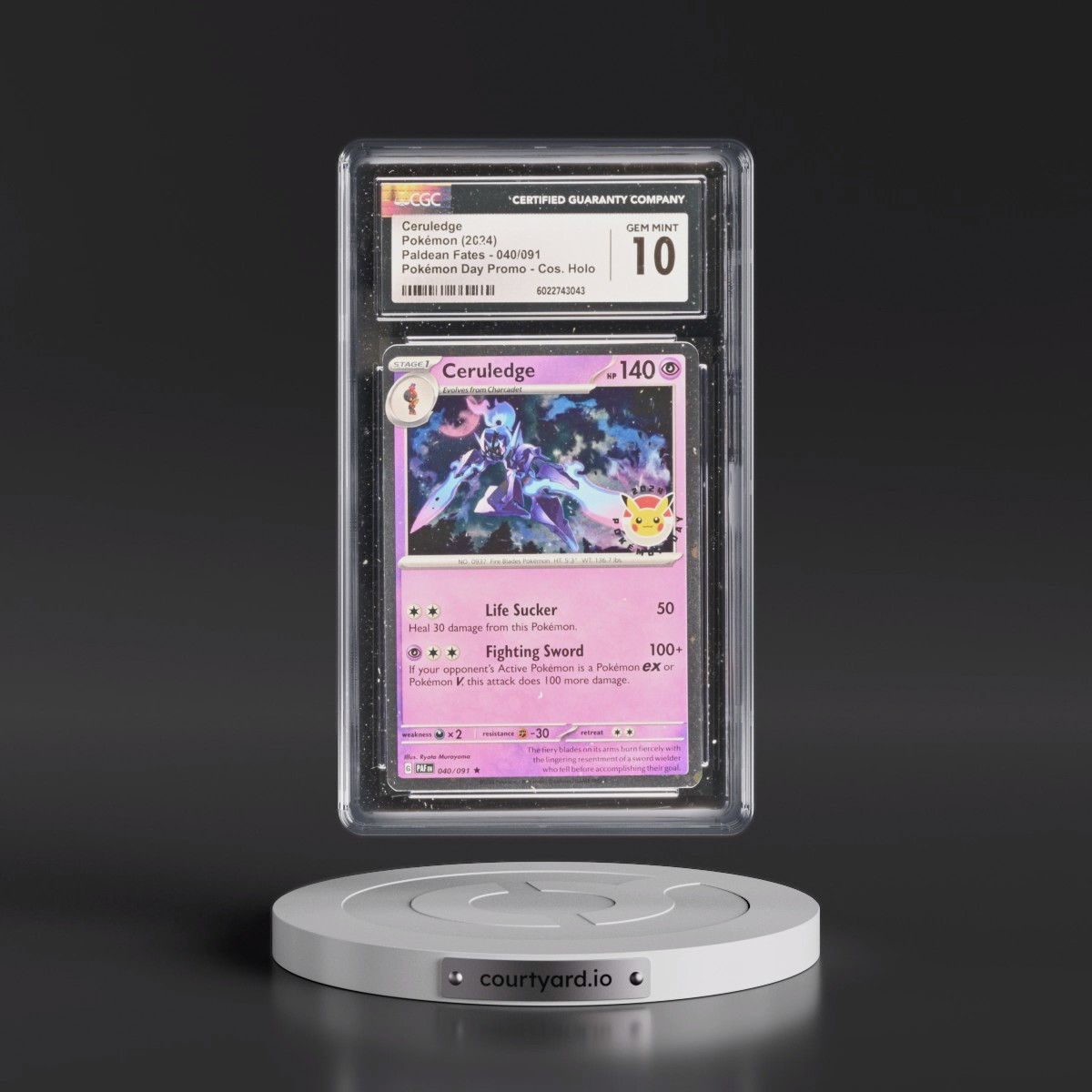 2024 Paldean Fates - PAF EN #040/091 Ceruledge - Pokémon Day Promo (Cosmos Holo) (CGC 10 GEM MINT)