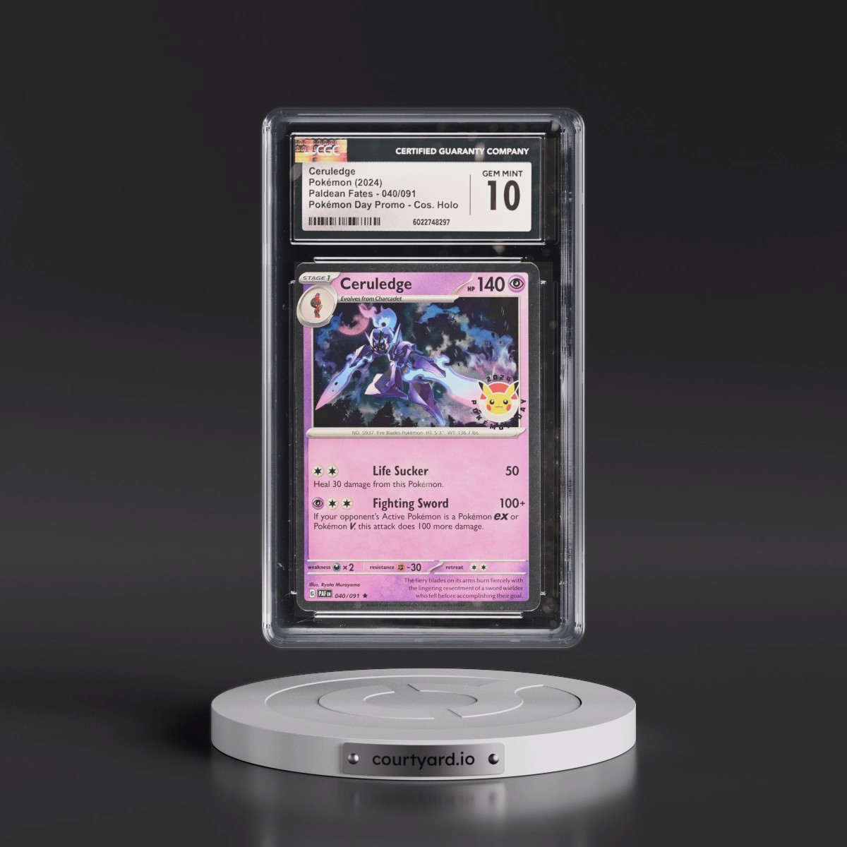 2024 Paldean Fates - PAF EN #040/091 Ceruledge - Pokémon Day Promo (Cosmos Holo) (CGC 10 GEM MINT)