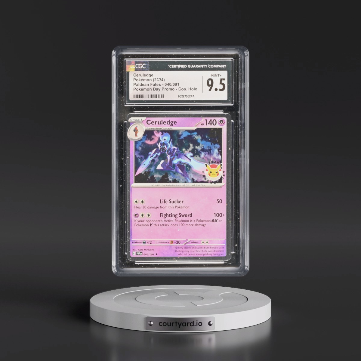 2024 Paldean Fates - PAF EN #040/091 Ceruledge - Pokémon Day Promo (Cosmos Holo) (CGC 9.5 MINT+)