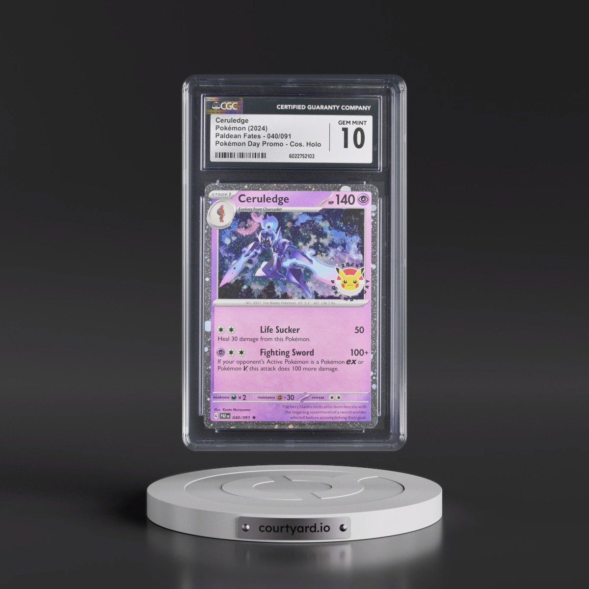 2024 Paldean Fates - PAF EN #040/091 Ceruledge - Pokémon Day Promo (Cosmos Holo) (CGC 10 GEM MINT)