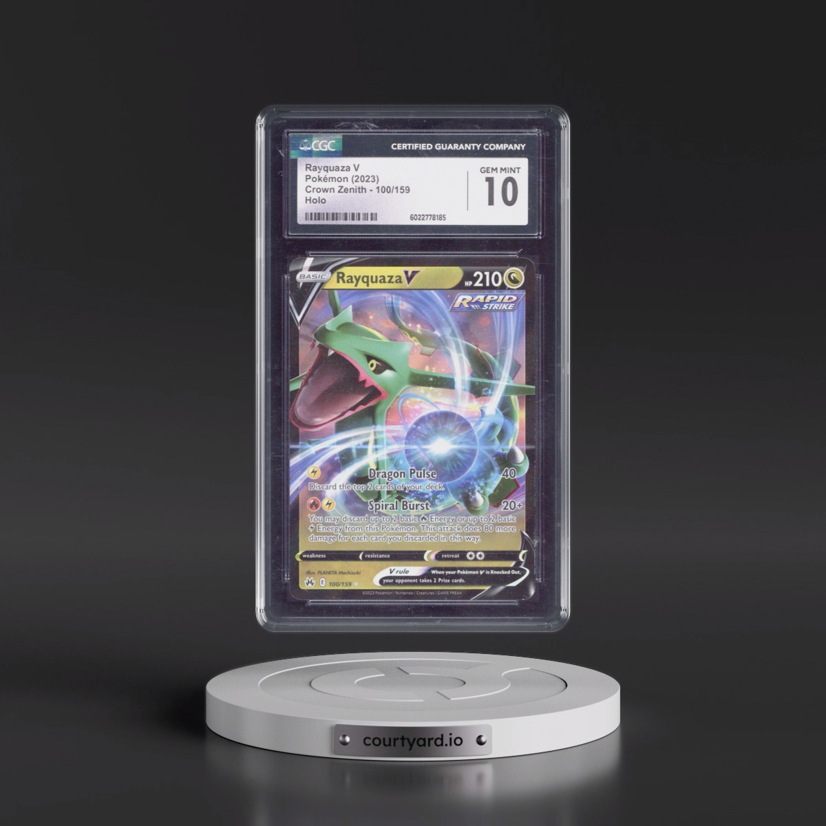 2023 Crown Zenith #100/159 Rayquaza V - Holo (CGC 10 GEM MINT)