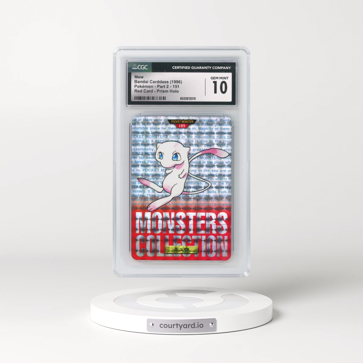 1996 (Monsters Collection) Part 2 #151 Mew - Red Card Prism Holo (CGC 10 GEM MINT)
