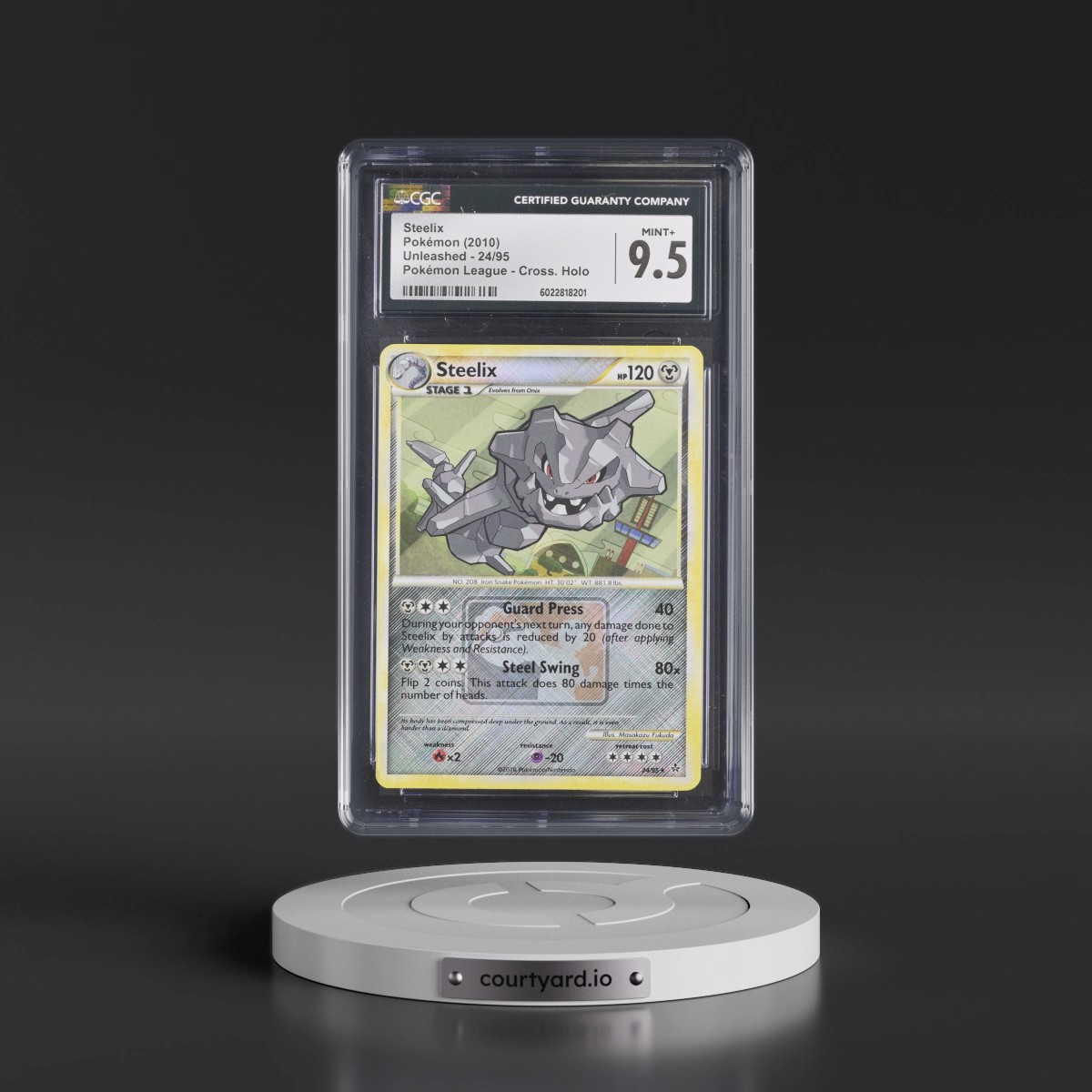 2010 Unleashed #24/95 Steelix - Pokémon League Crosshatch Holo (Cross. Holo) (CGC 9.5 MINT+)