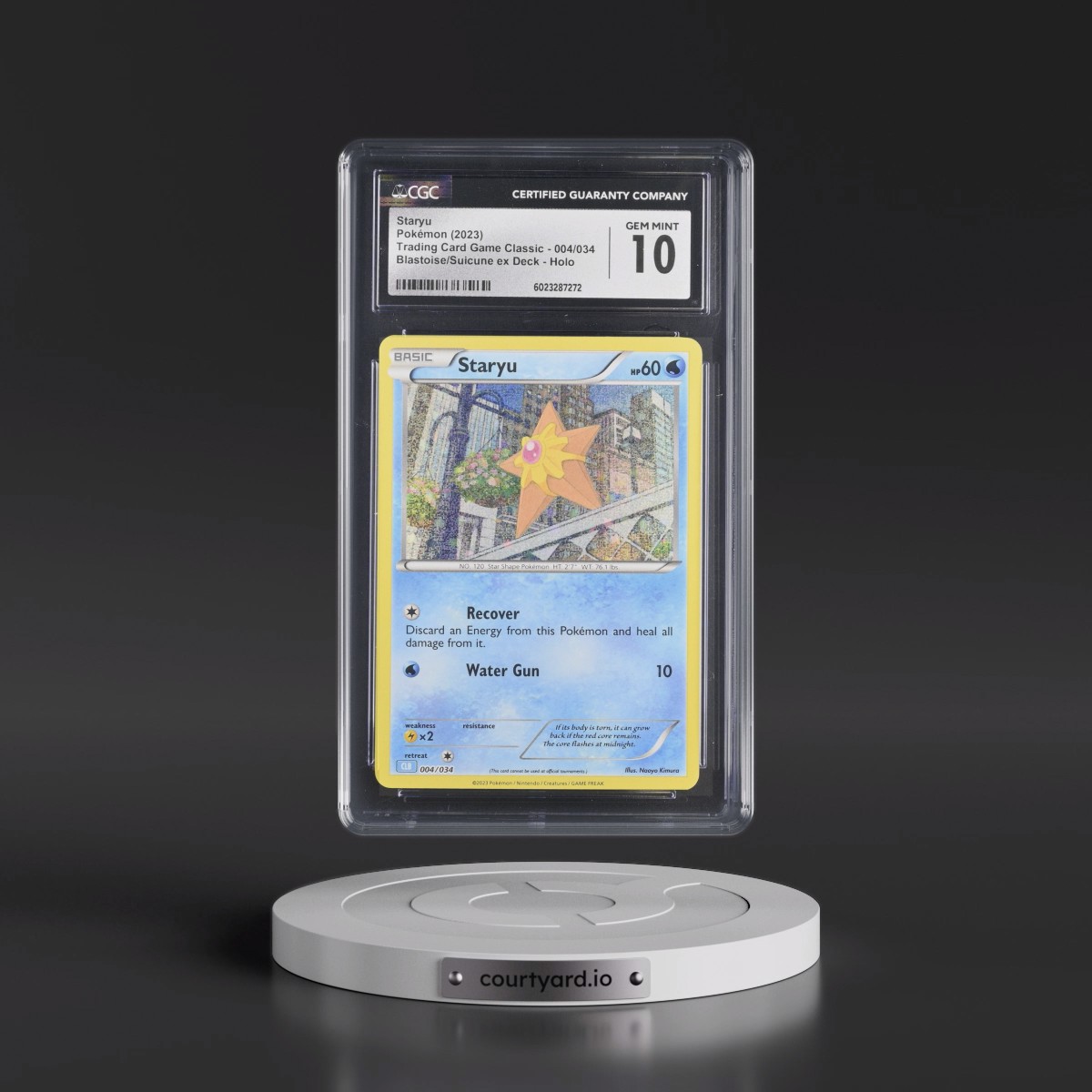 2023 Trading Card Game Classic - CLV, CLC, CLB #004/034 Staryu - Blastoise & Suicune ex Deck - CLB Holo (CGC 10 GEM MINT)