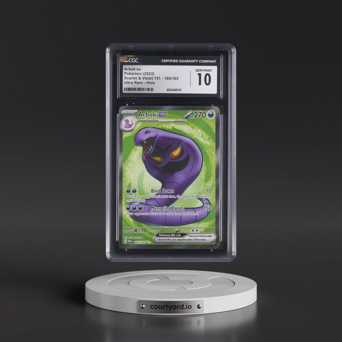 2023 Scarlet & Violet 151 - MEW EN #185/165 Arbok ex - Ultra Rare Holo (CGC 10 GEM MINT)