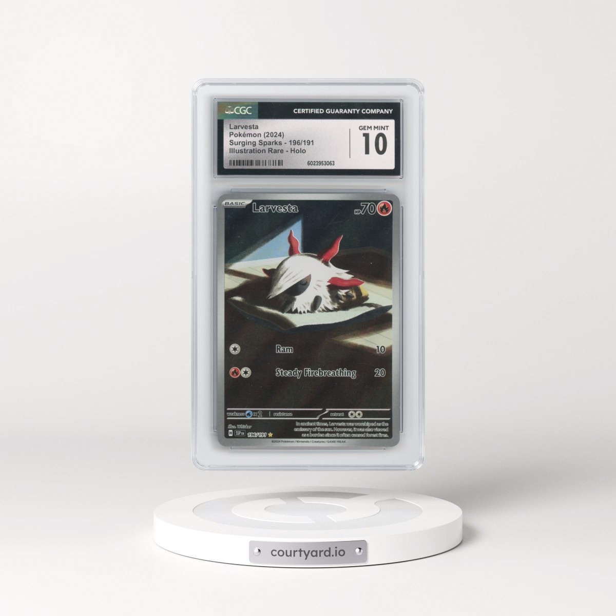 2024 Pokémon Ssp EN-Surging Sparks #196 Larvesta - Illustration Rare (CGC 10 GEM MINT)