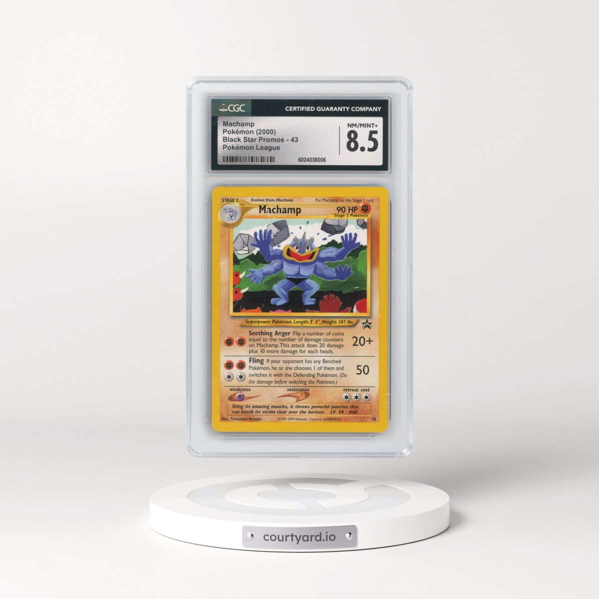 1999 Black Star Promos #43 Machamp - Pokémon League (CGC 8.5 NM-MT+)