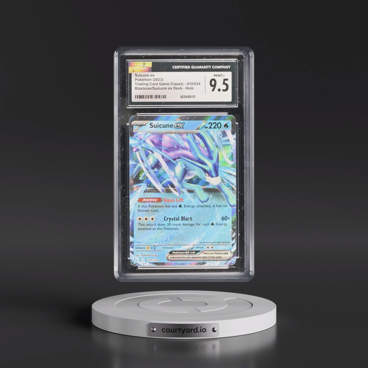 2023 Trading Card Game Classic - CLV, CLC, CLB #010/034 Suicune ex - Blastoise & Suicune ex Deck - CLB Holo (CGC 9.5 MINT+)